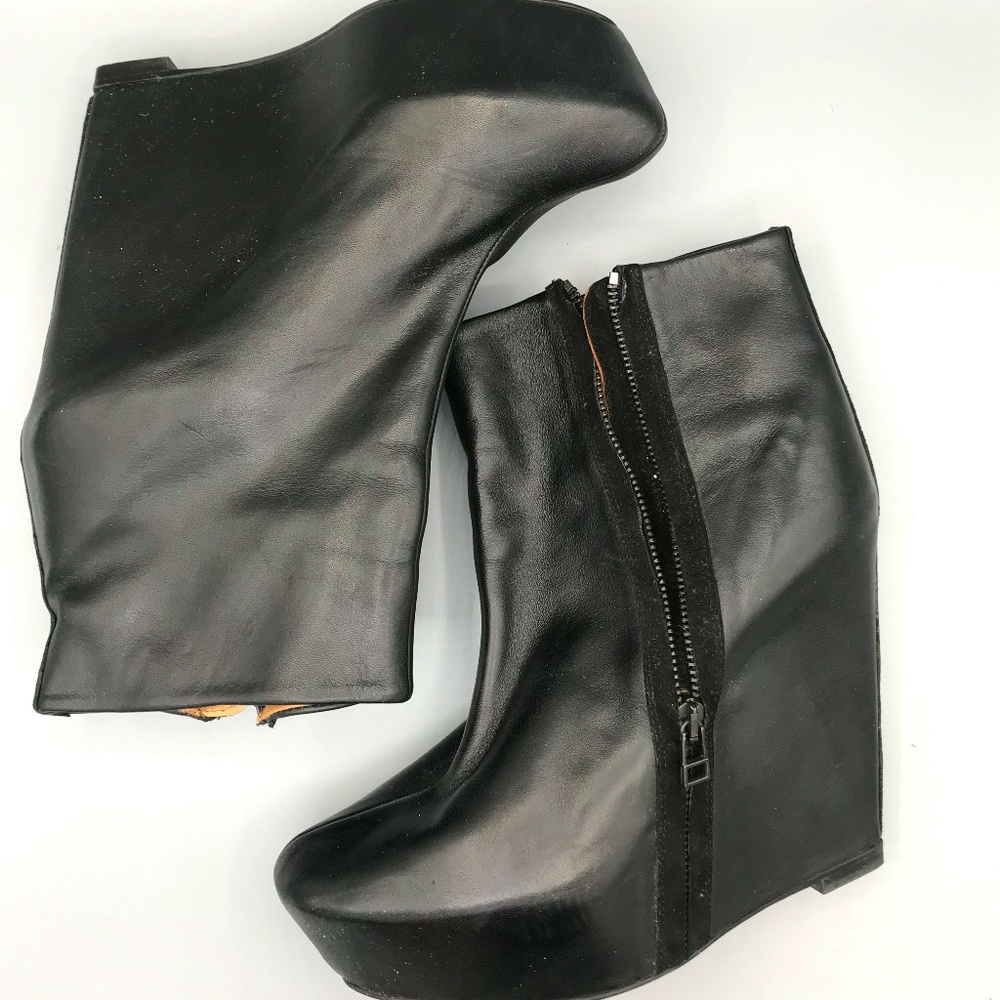 ZARA Leather Black Platform Booties